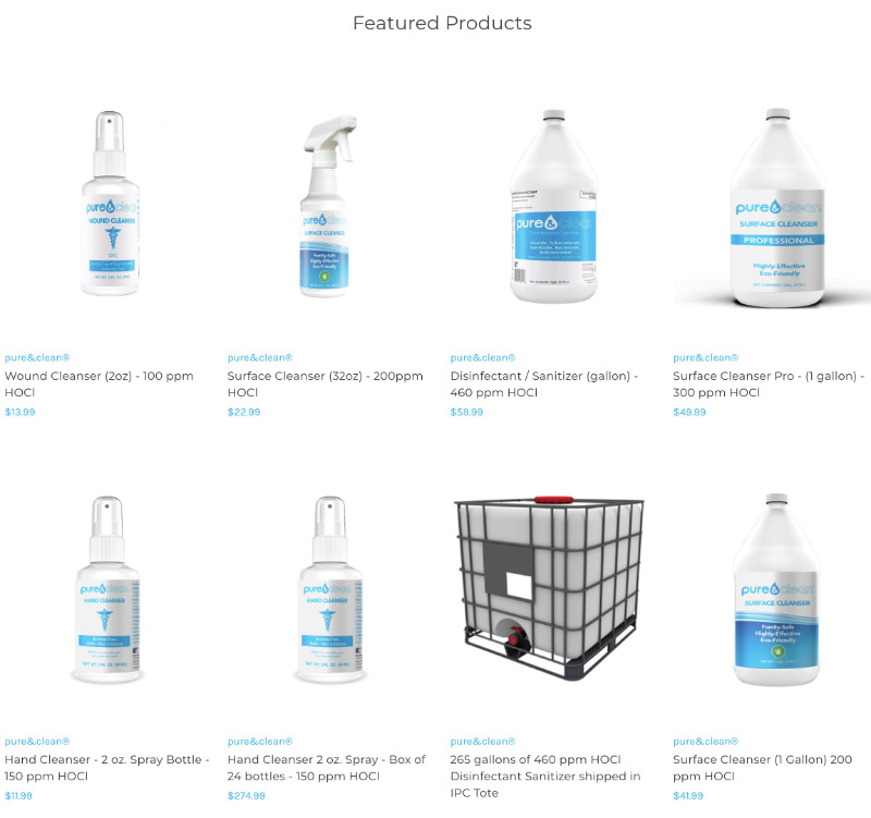 pure&clean® hypochlorous acid product range